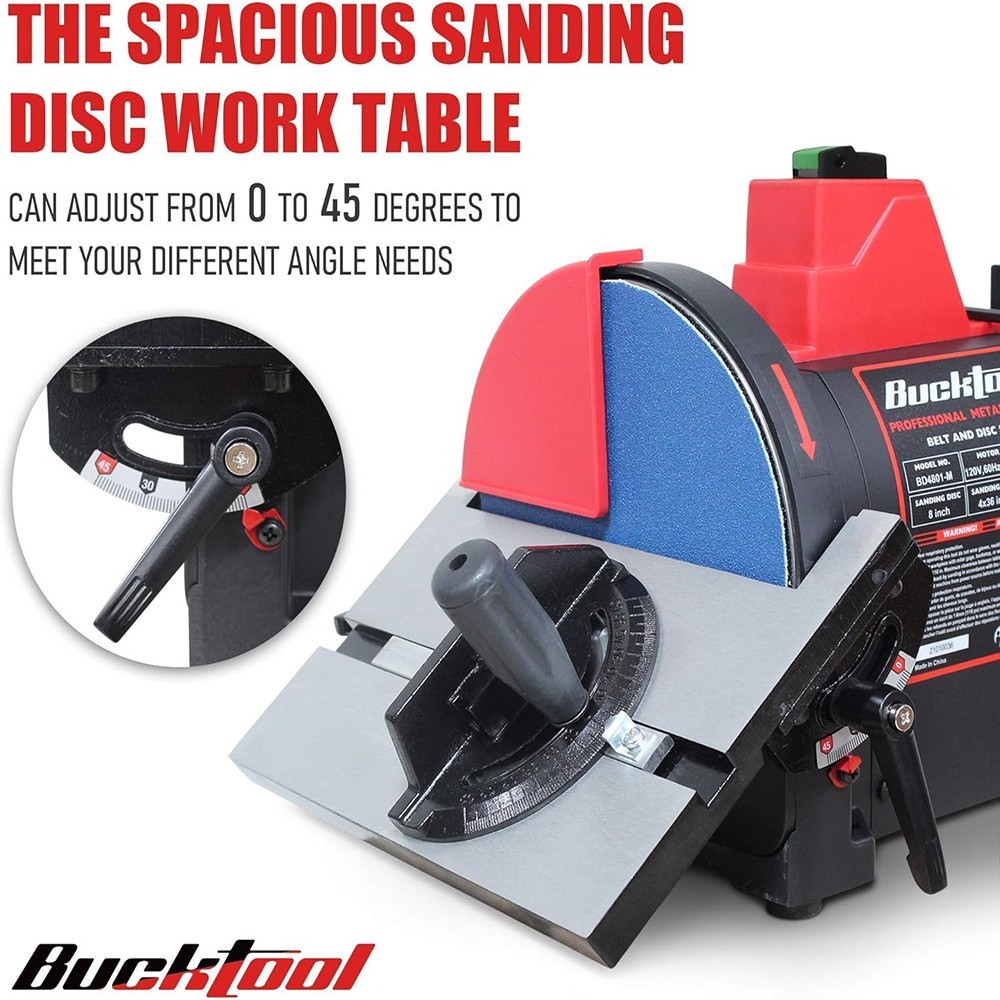 BUCKTOOL 1HP 4 x 36 in Bench Belt and 8 in Disc Sander Combo for Metalworking