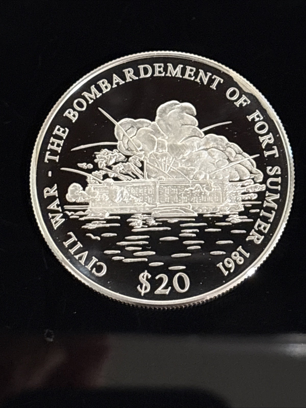 2000 LIBERIA $20 BOMBARDMENT OF FORT SUMTER 1861 .999 SILVER PROOF # 08507