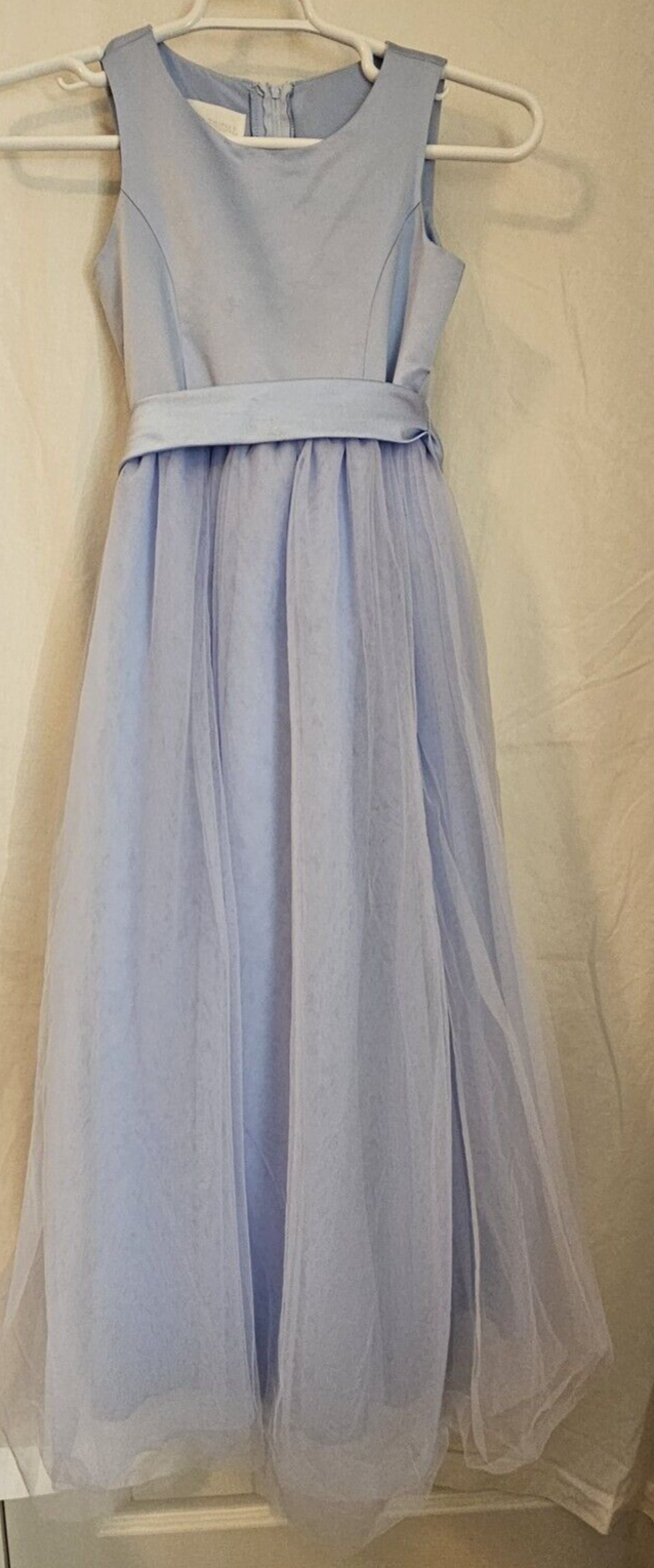 David’s Bridal Flower Girl Formal Dress Light Blue with Bow Youth Size 10 NEW
