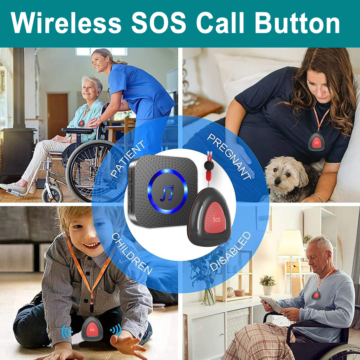 Medical alert systems for seniors, LIKEPAI caregiver pager,SOS Nurse Emergency