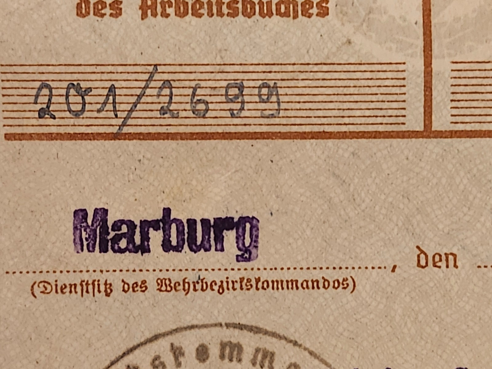 WW2 Germany. Military ID Marburg 1940