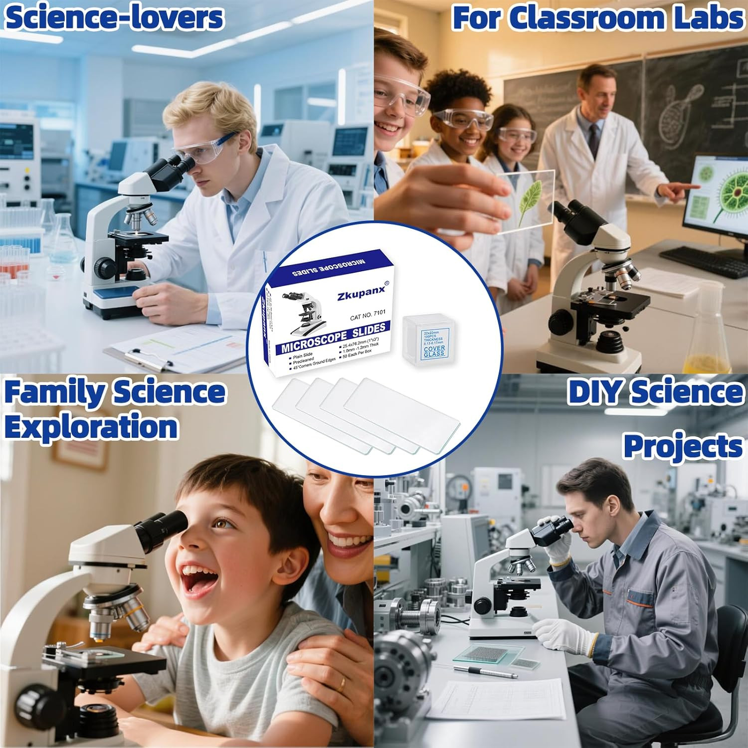 Blank Glass Microscope Slides and Covers - Ground Edges & 45° Clipped Corners, H