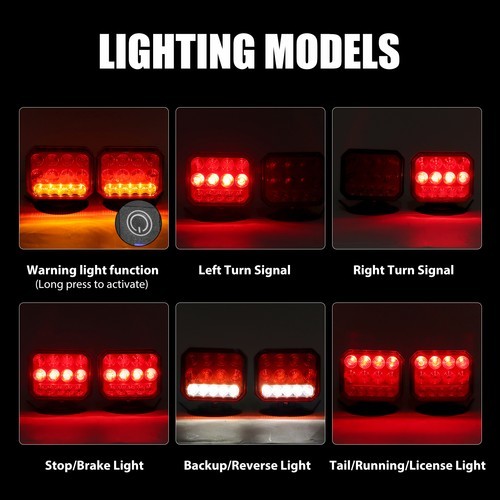 2X Wireless Trailer Lights Magnetic LED Tow Light Turn Signal Brake Reverse Stop
