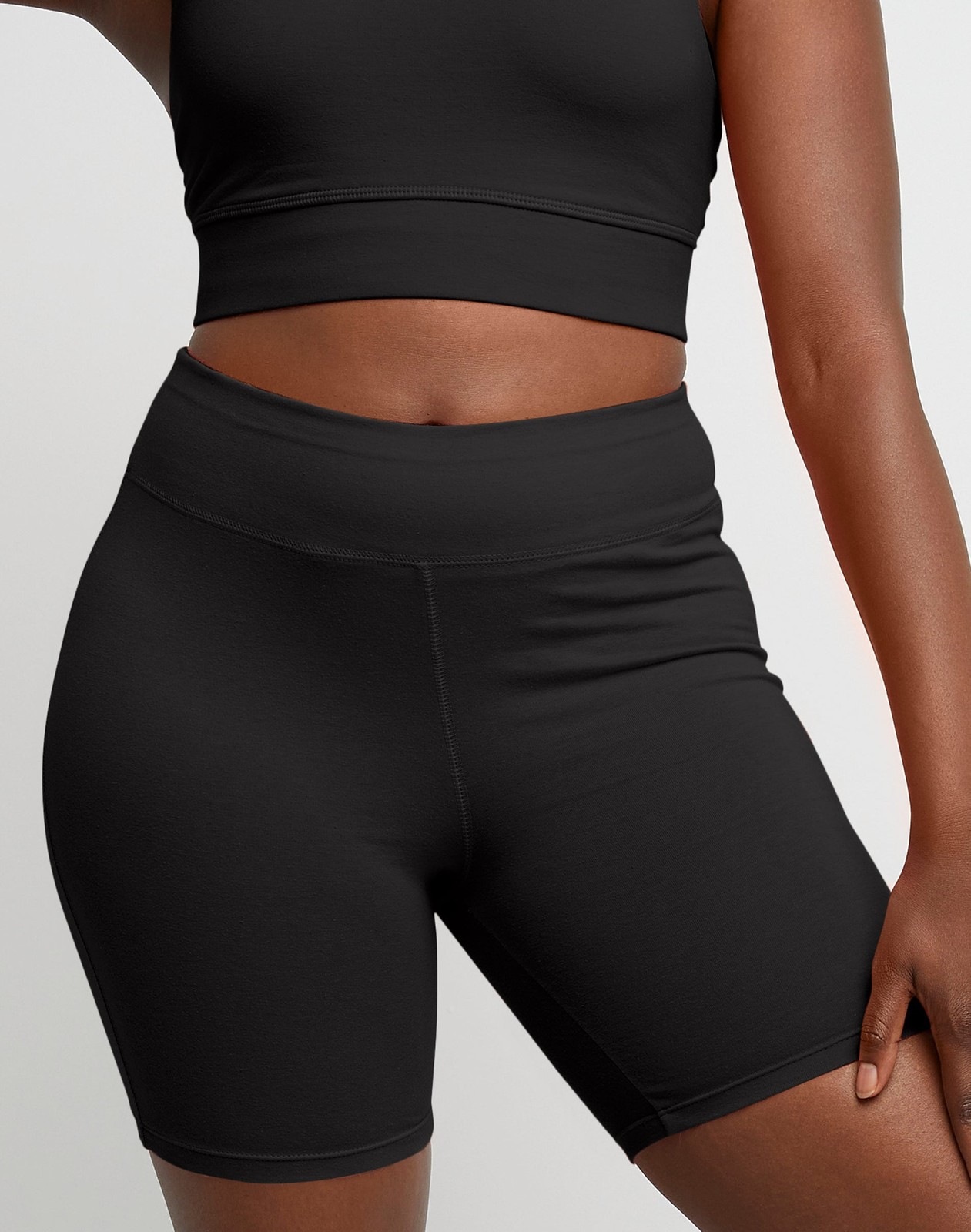 Hanes Women's Stretch Shorts Jersey Workout Bike 7' inseam Elastic Waistband