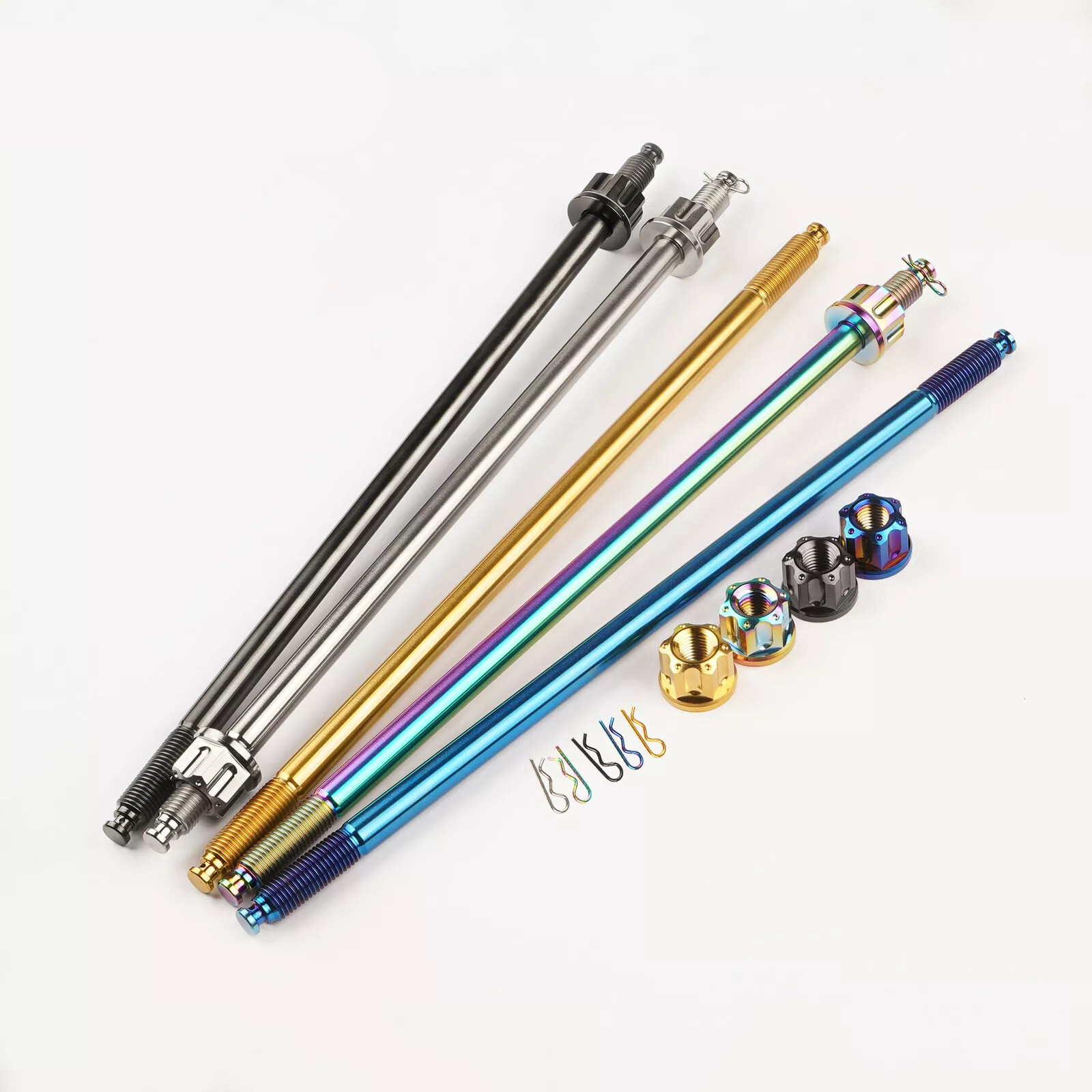 1PC Titanium M12 260/280/300/330MM Motorcycle Axis Axle Roller with Nuts P1.25