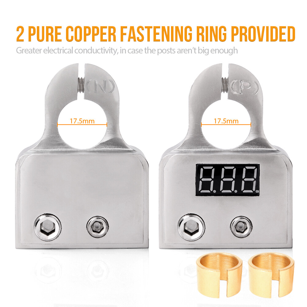 2PCS Car Audio Top Post SAE Battery Terminal Connector For 0/4/8 Gauge Wire