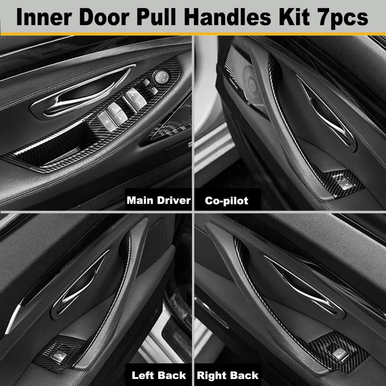 Inner Door Panel Handle Pull Trim Cover For BMW F10 F11 520i 528i Carbon Fiber