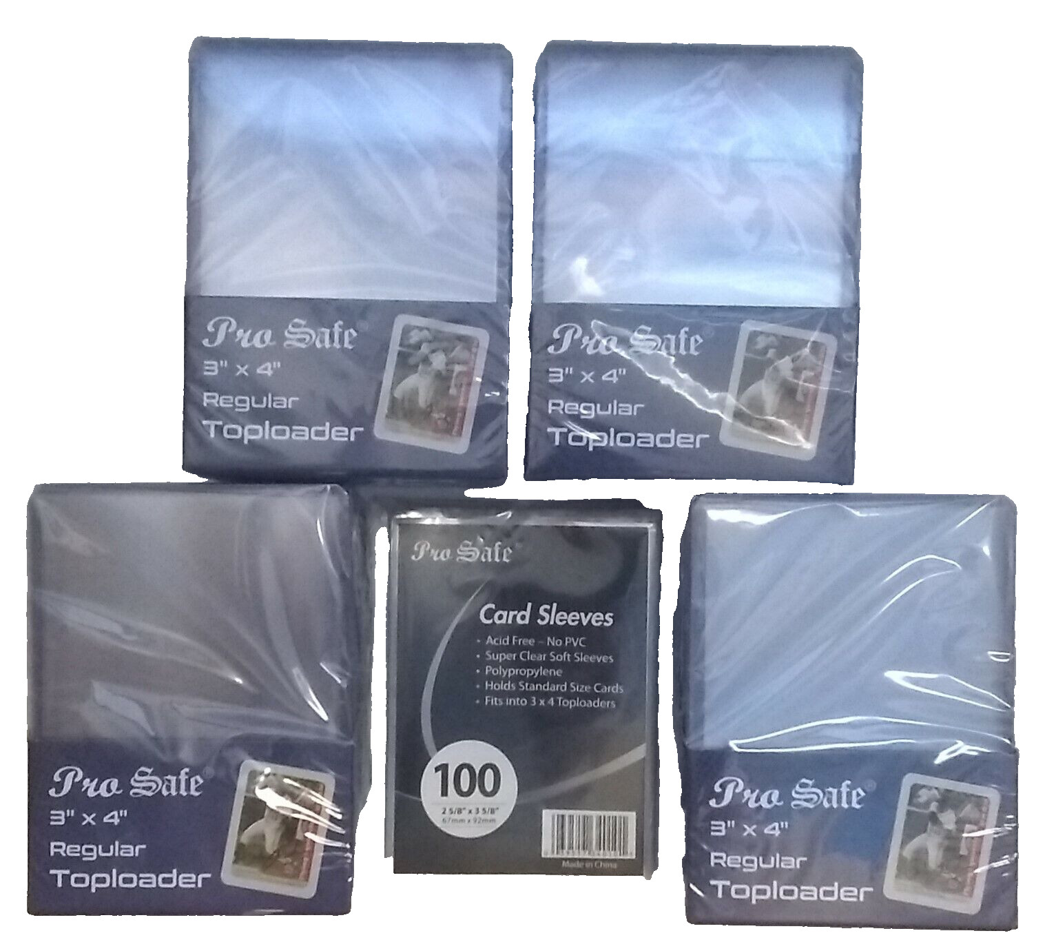 100 Pro Safe Regular 3x4 Toploaders + 100 soft sleeves New Top loaders STANDARD