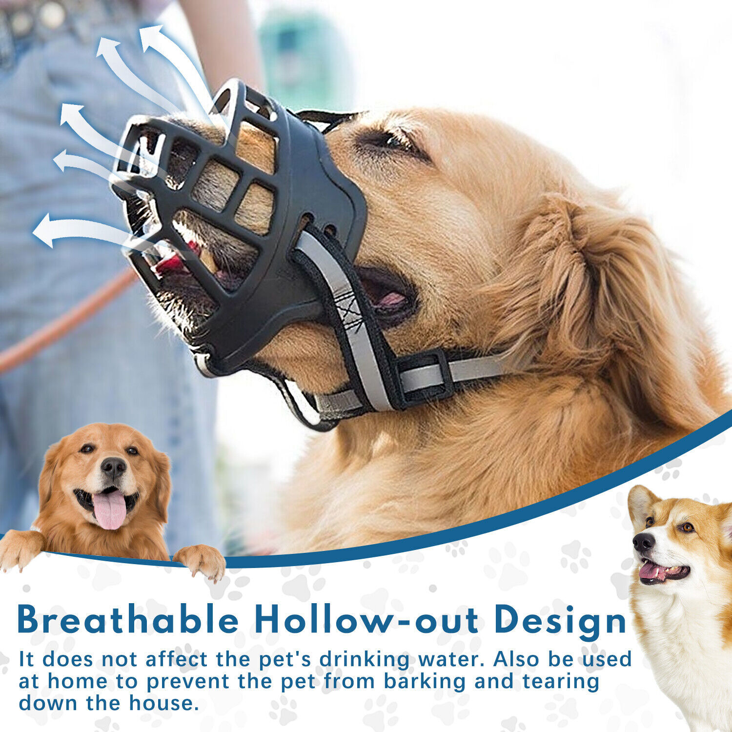 Dog Muzzle Pet Adjustable Breathable Soft Barking Silicone Anti Bite Mouth Mask