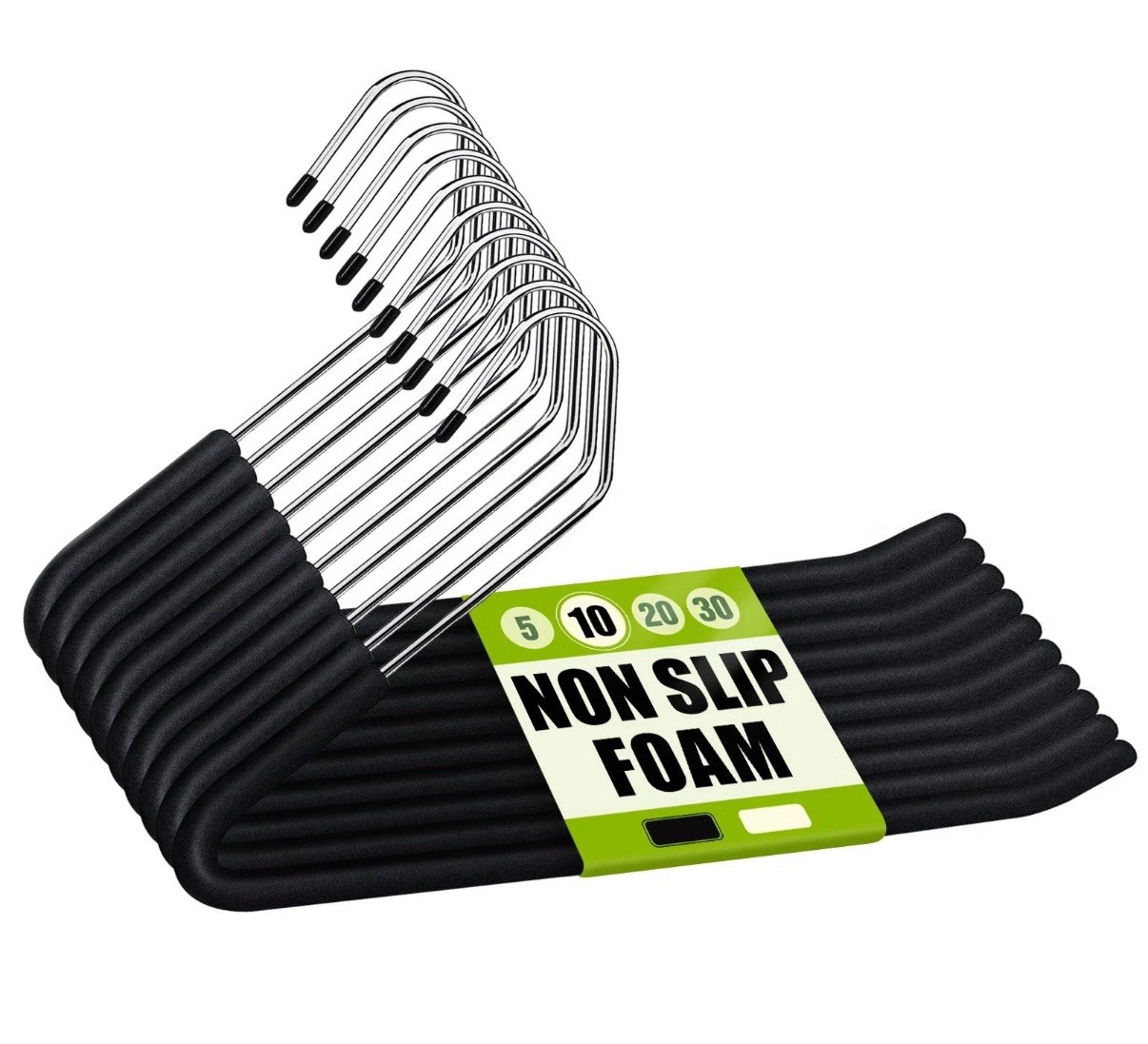 Open Ended Non Slip Sponge Padded Pants Hangers - Chrome Plating Foam Heavy D...