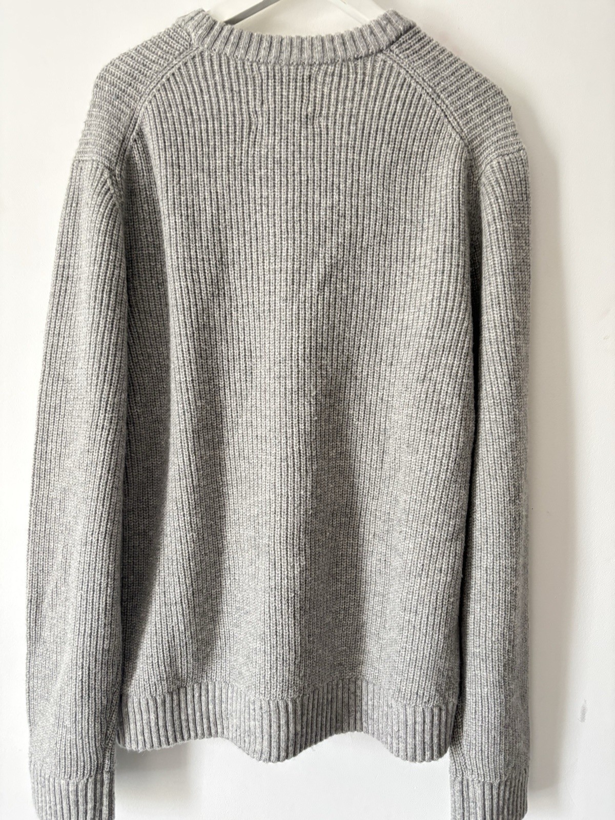 M&S Lambswool Blend Crew Neck Chunky Textured Knit Jumper size XL grey