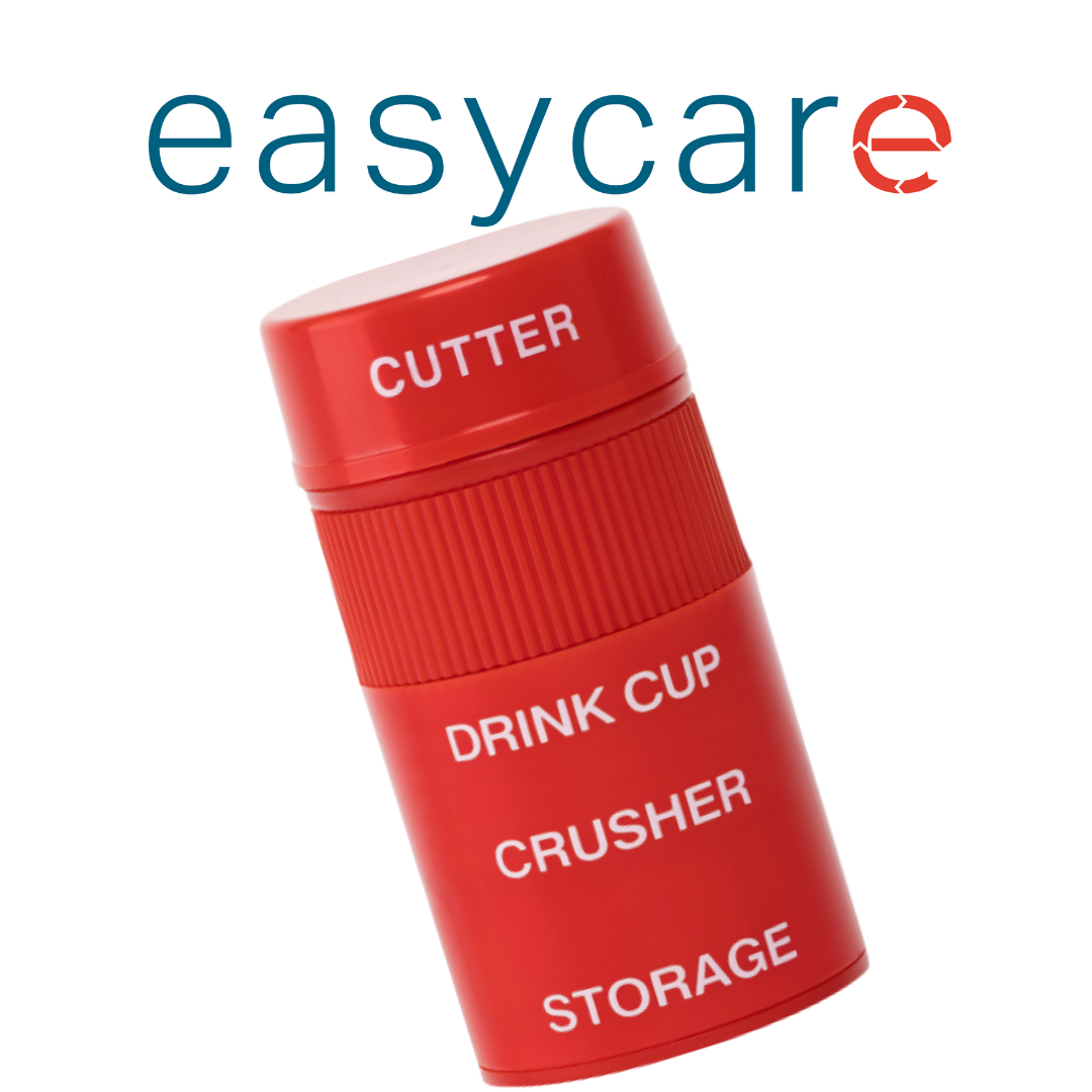 Pill Crusher Cutter and Grinder Combo with Drinking Cup Storage by easycare