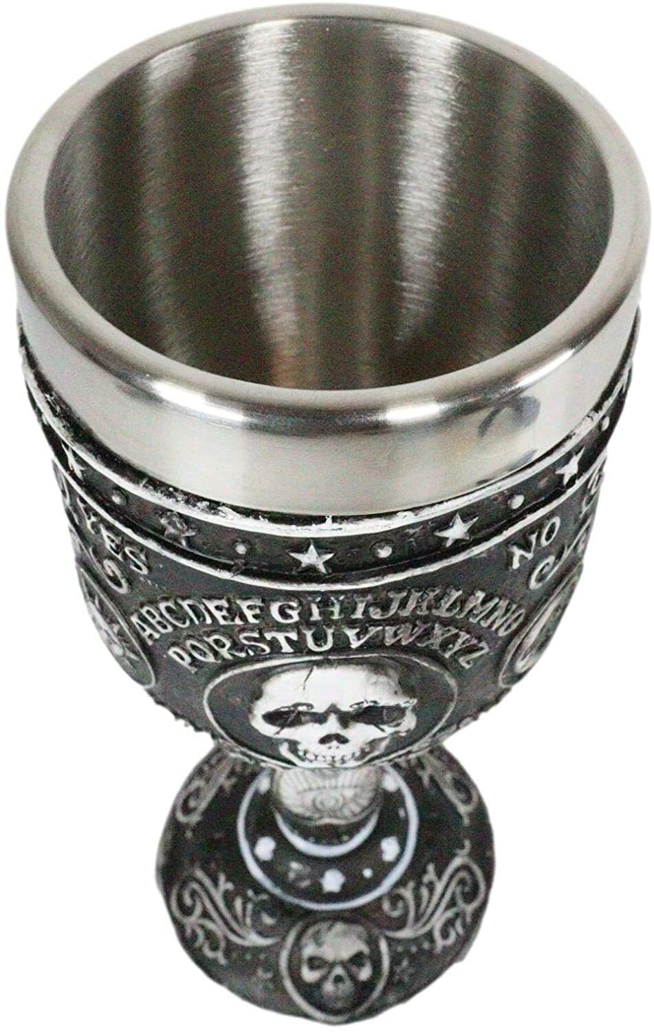 Ebros Spirit Board Ouija Wine Goblet Skull Witchcraft Dark Arts Home Decor 7"H