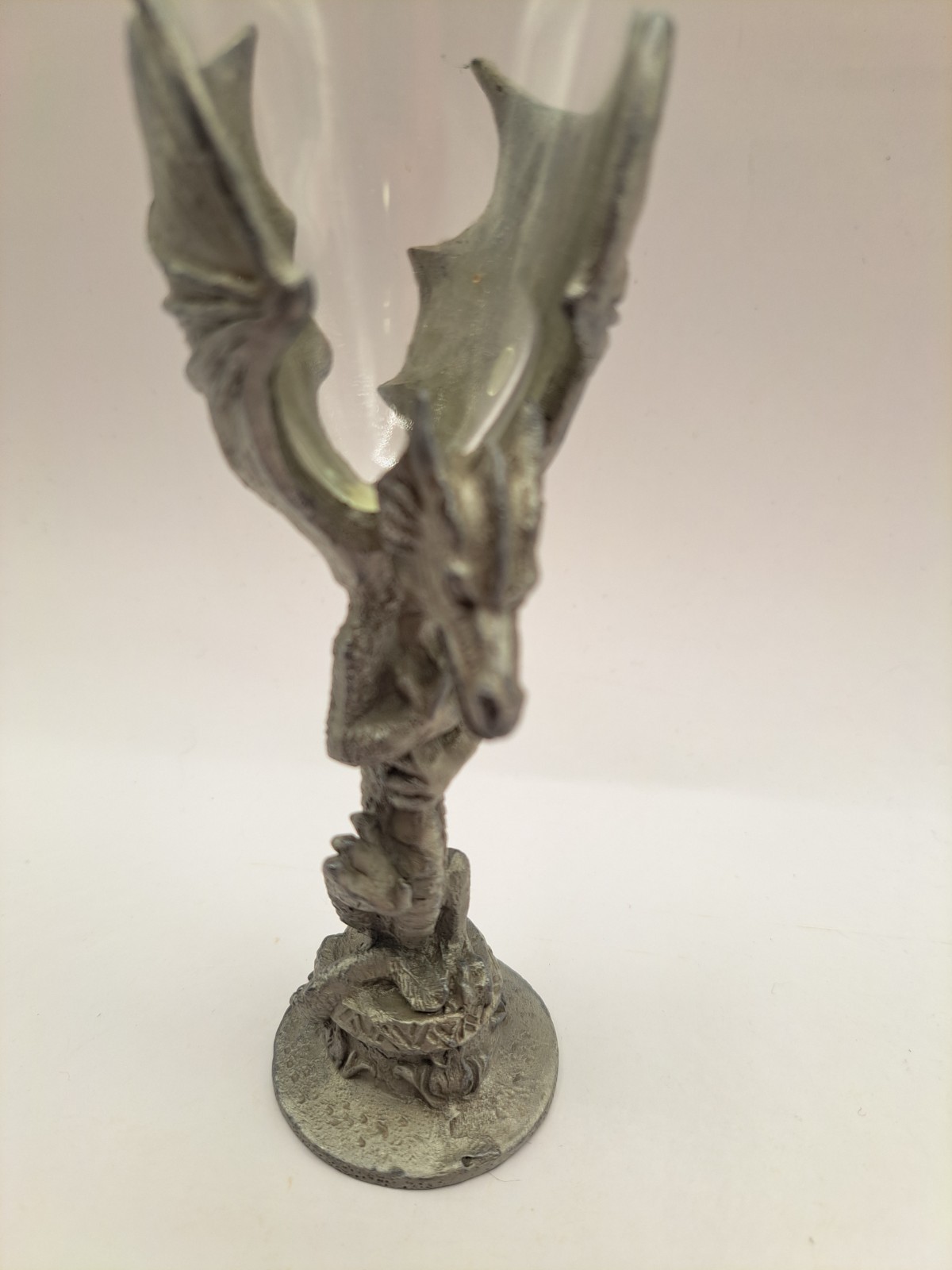 Pewter Dragon Champagne Glass Handcrafted 8"