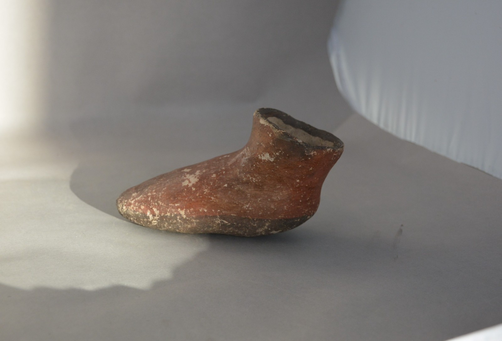 Rare Large Old Zuni Single Moccasin Pottery Shoe - 6" long - Circa. pre 1900