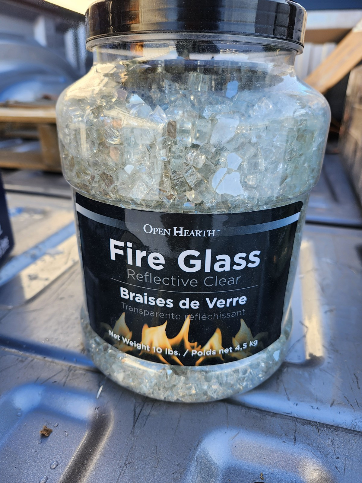 Fire Glass for Fire Pit, Fireplace High Luster Reflective CLEAR Glass
