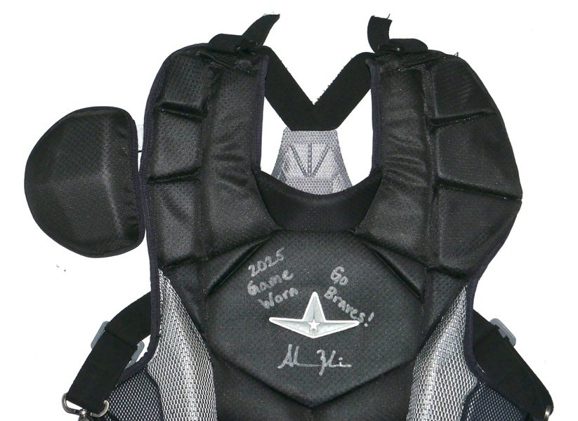 ADAM ZEBROWSKI 2025 COLUMBUS CLINGSTONES GAME WORN ALL-STAR MVP CHEST PROTECTOR