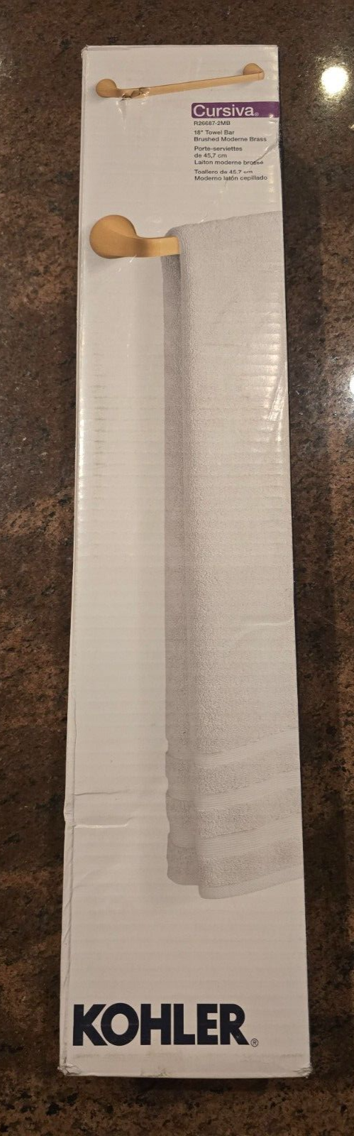 KOHLER Cursiva K-R26687-2MB 18 inch Towel Bar in Vibrant Brushed Moderne Brass