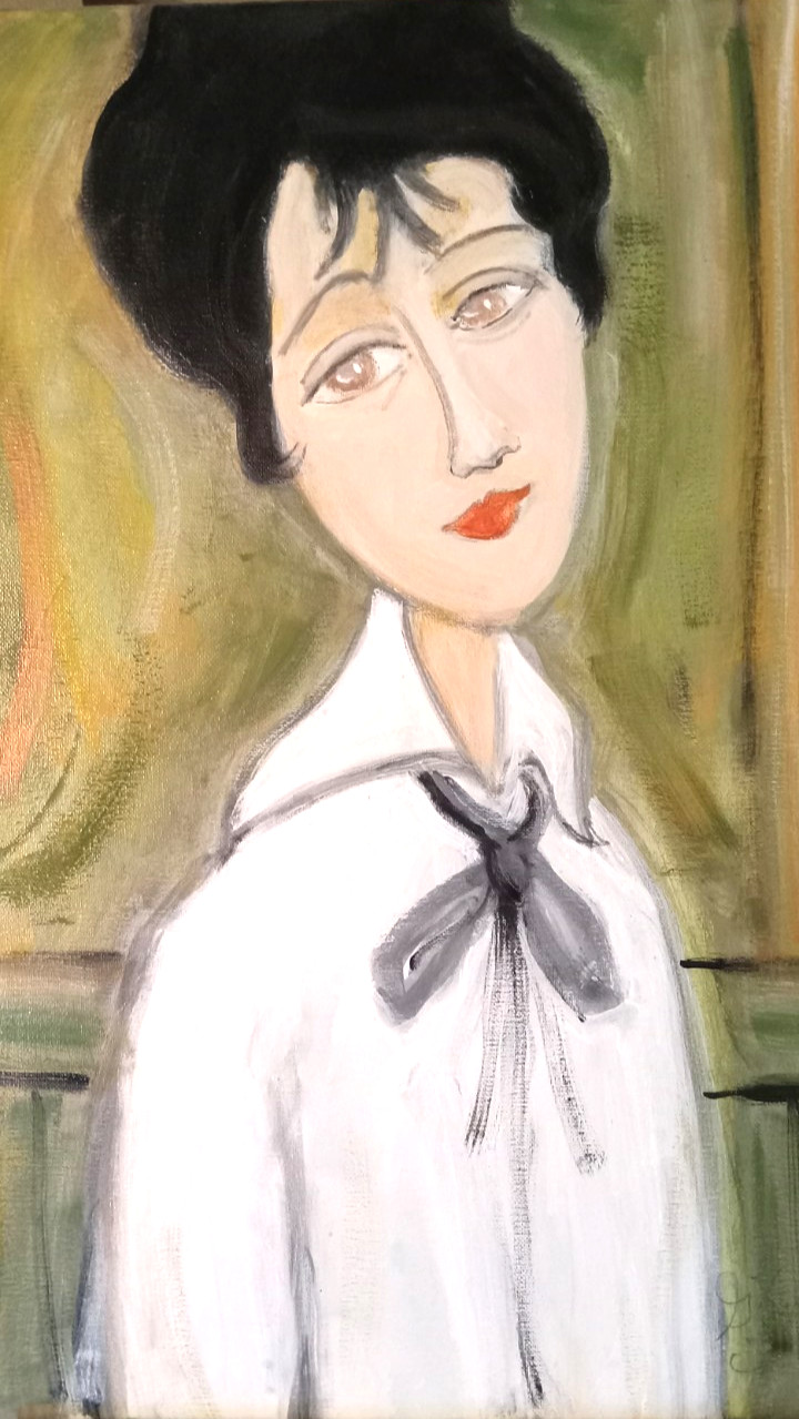 Modern Stylized Portrait of a Woman 18 x 24 Original Painting Handmade