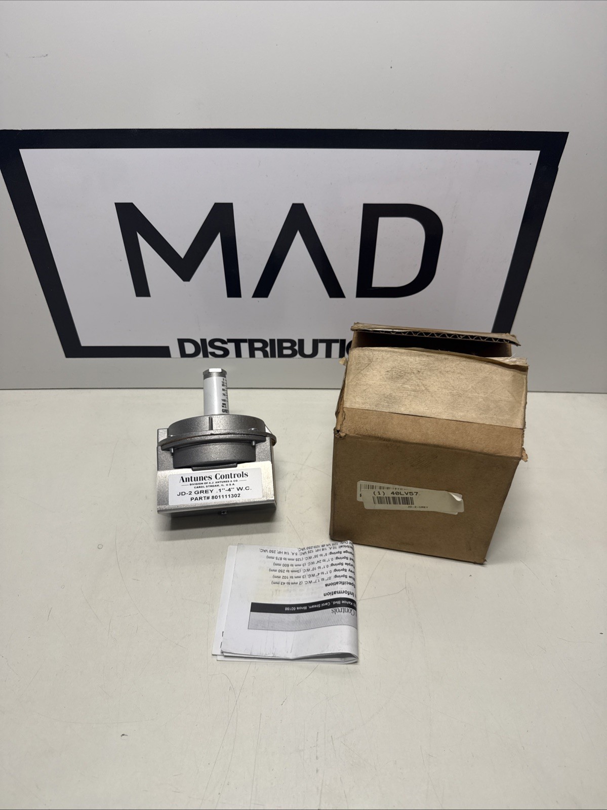 ANTUNES 801111302 JD-2-GREY PRESSURE SWITCH 0.1-4.0" WC  UNMP