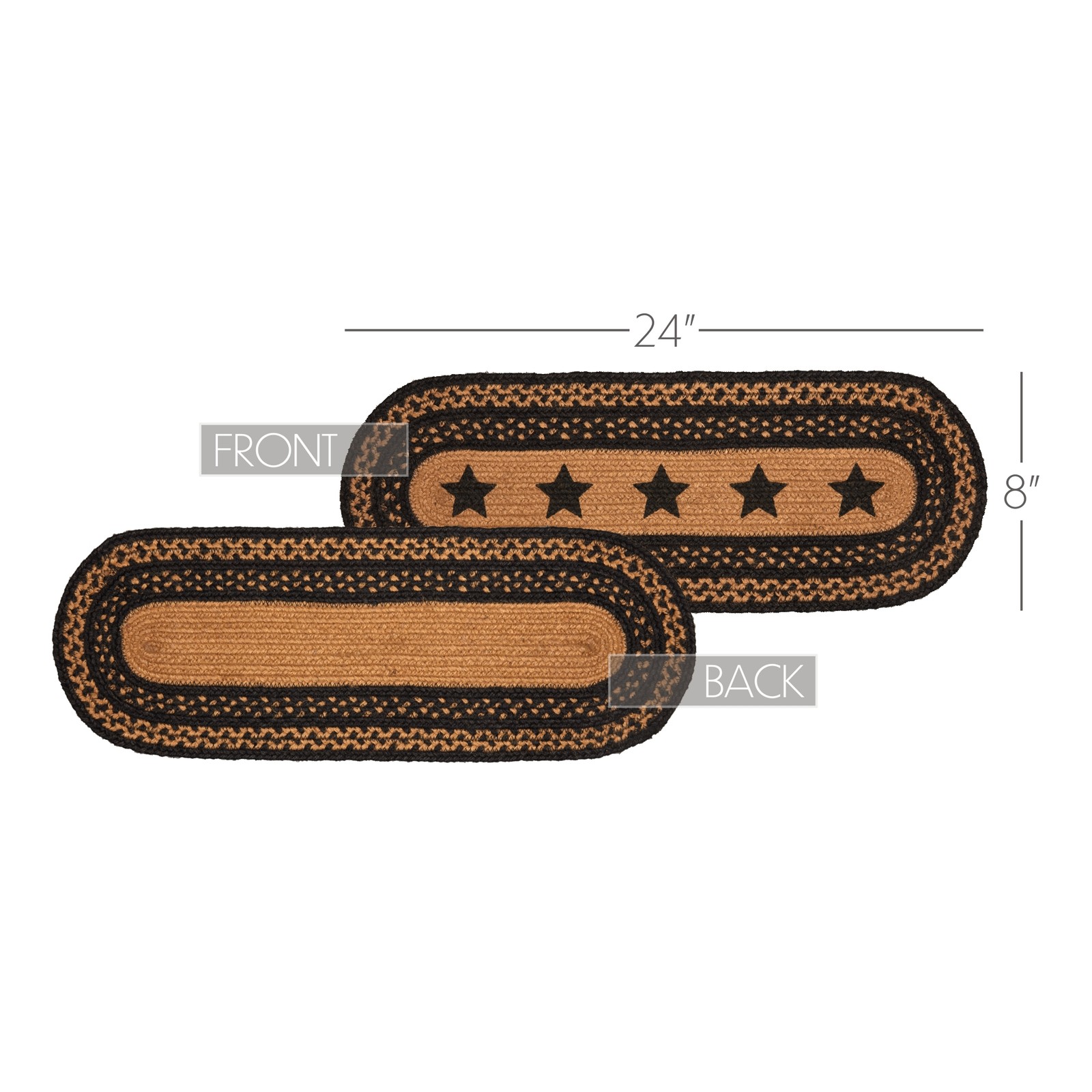 VHC Brands Table Runner Farmhouse Jute Primitive 8x24 Oval Stars Kitchen Decor