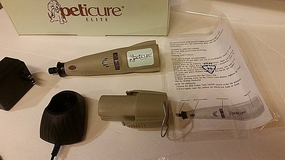 Peticure Elite Cordless 9.6v Pet Cat Dog Nail File Trimmer Grinder FREE SHIPPING
