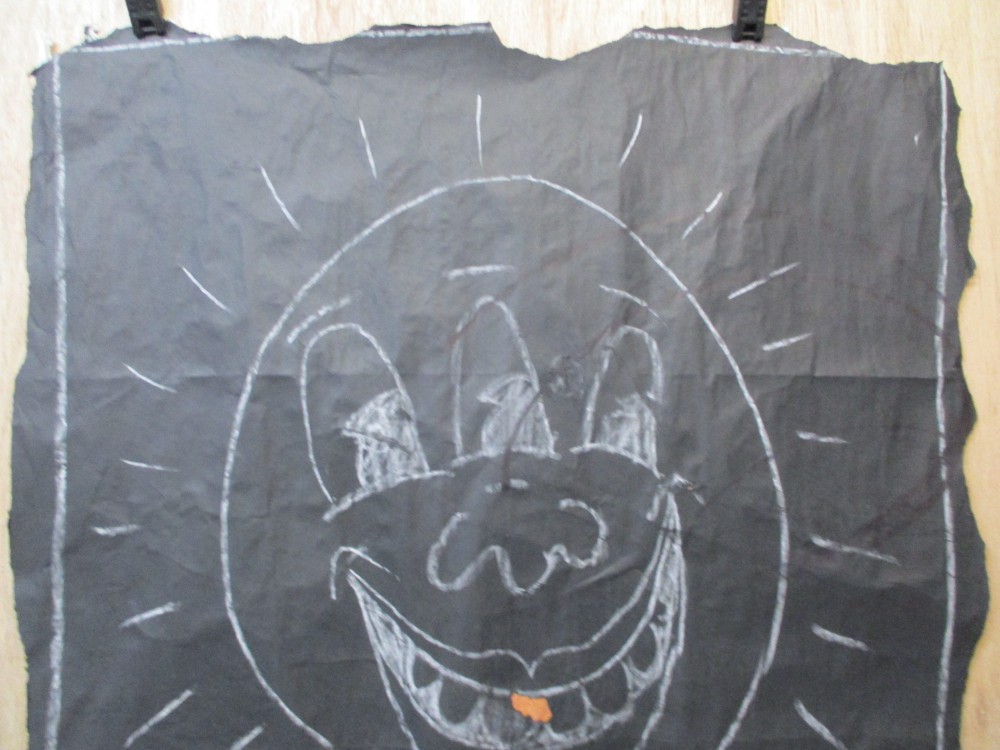 SUBWAY DRAWING chalk on black paper NYC 1980s Urban Art Graffiti - KEITH HARING