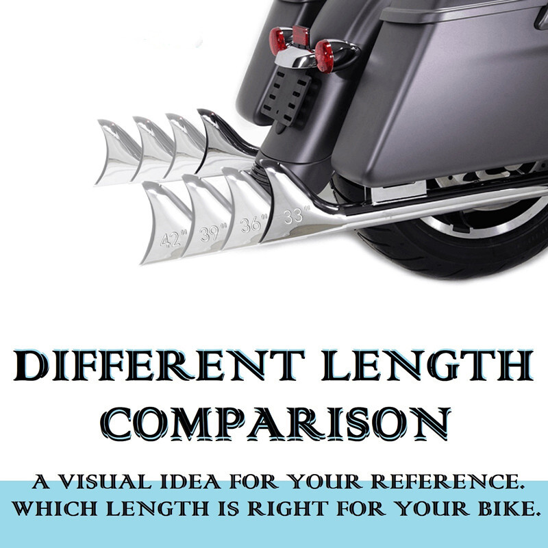 Chrome 36”Fishtail Slip On Exhaust Pipe for Harley Touring Road King 1995-2016