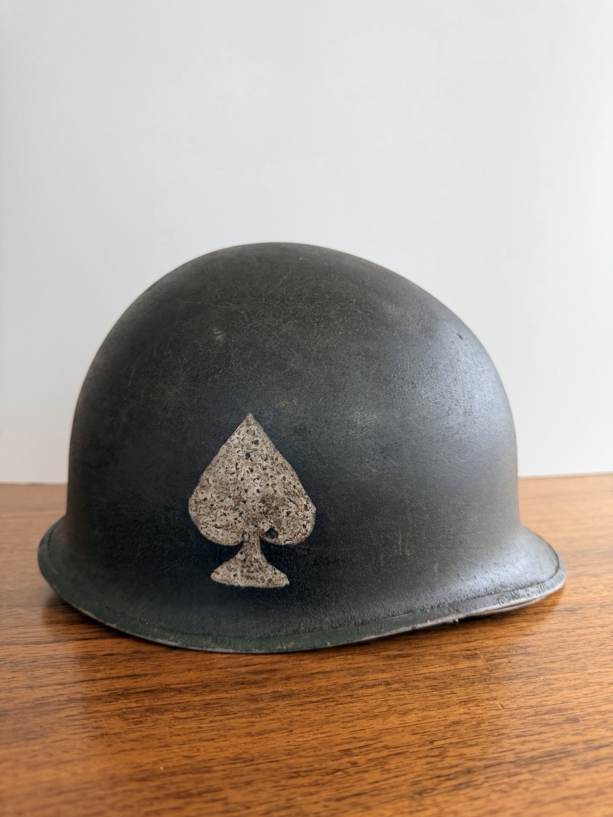 Vintage M1 Style Combat Helmet — WWII Style Spade Decal — Authenticity Uncertain