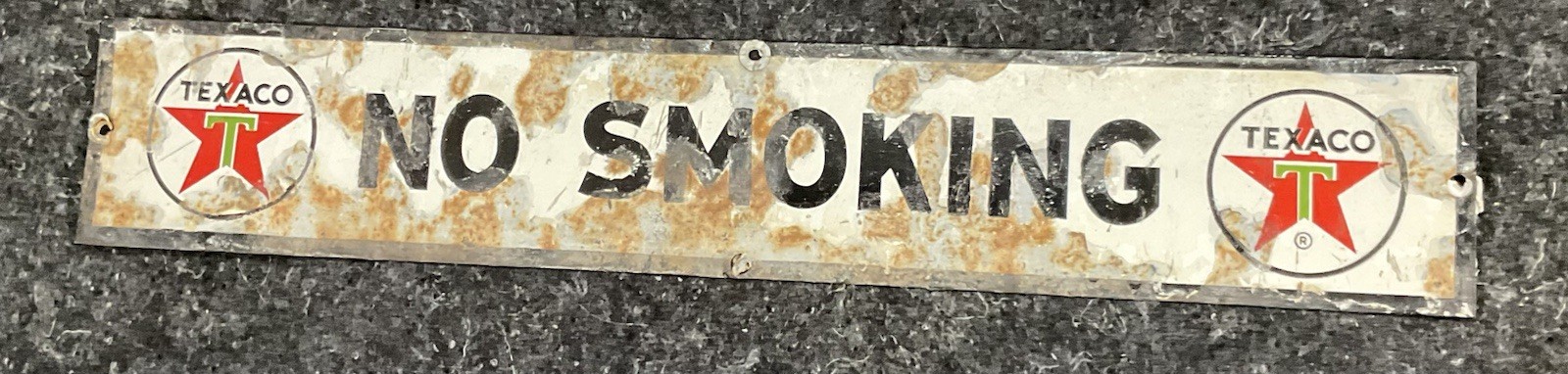 Texaco NO SMOKING Porcelain Gas Station Sign, original, vintage 23"×4"