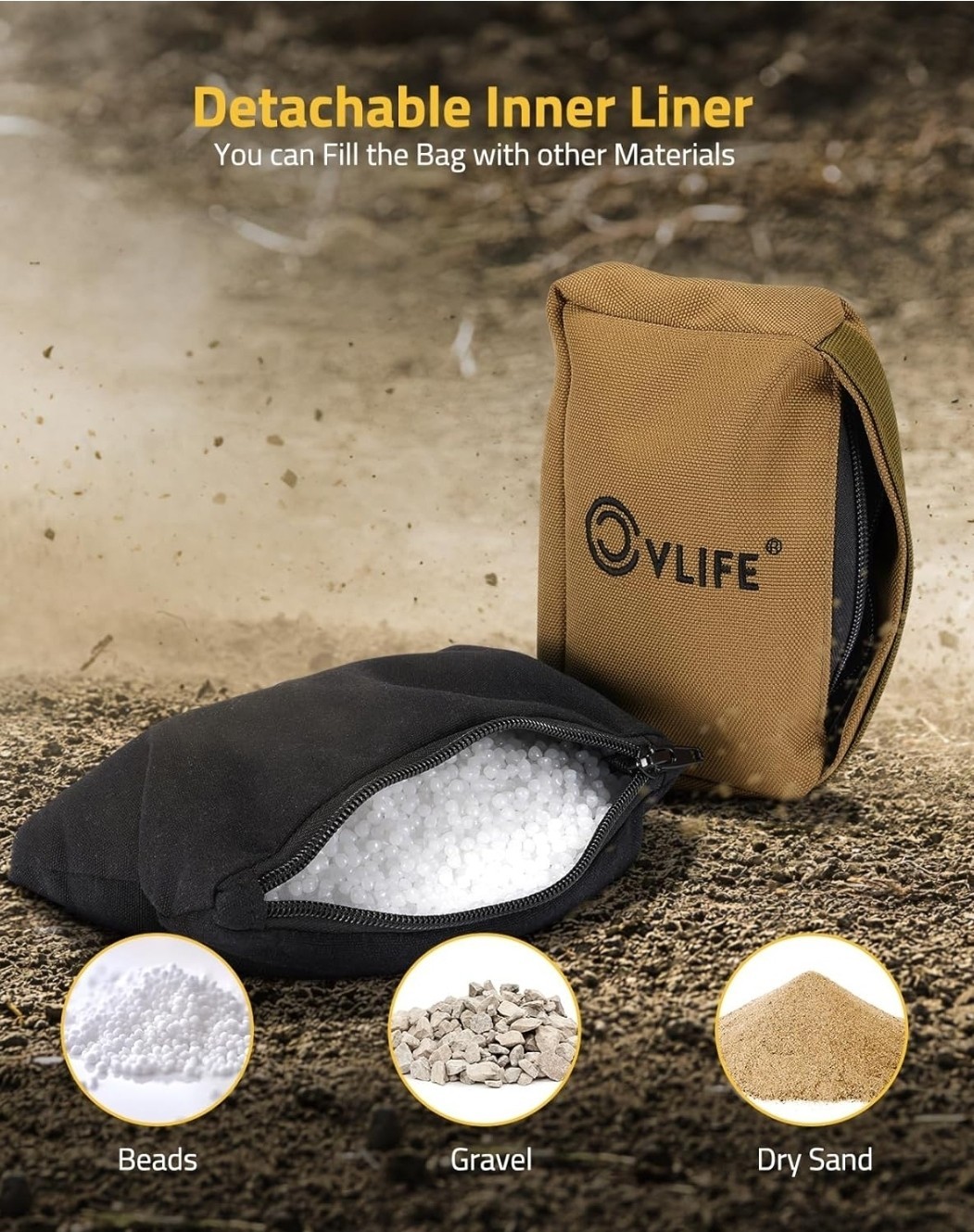 CVLIFE Shooting Rest Bag - Pre-Filled Gun Holders, Rifle for Long Khaki