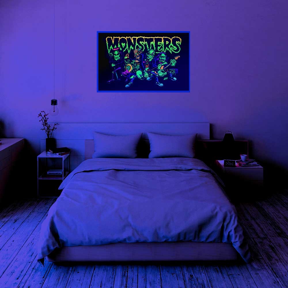 Monster Rock by Dirty Donny Flocked Blacklight Poster - 35" x 23"