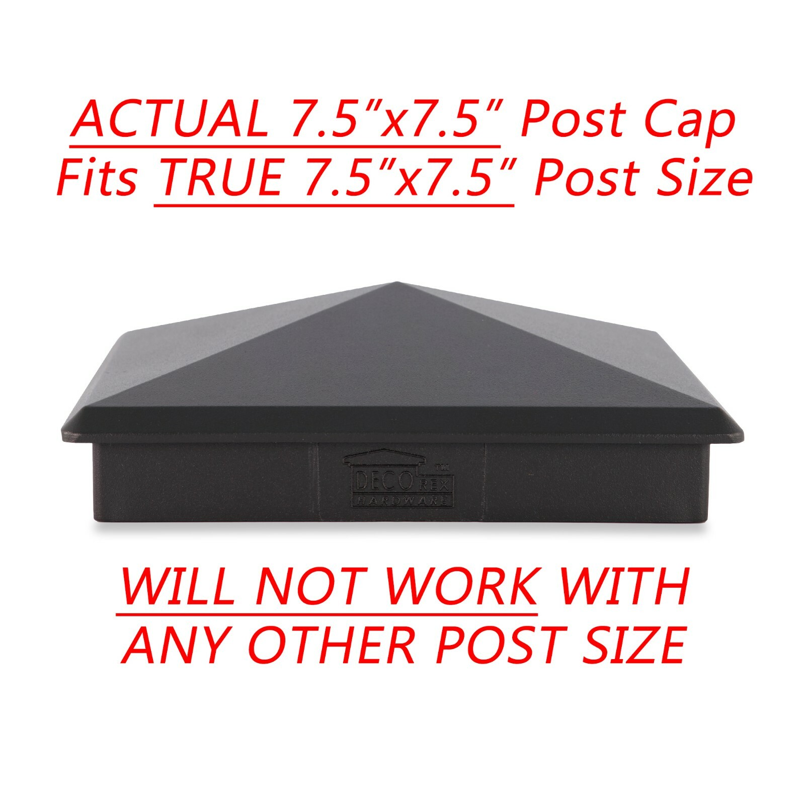 7.5" x 7.5" Heavy Duty Aluminium Pyramid Post Cap for Wood Posts - Black