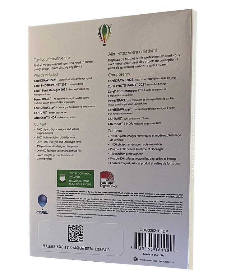 CorelDRAW Graphics Suite 2021 - Perpetual Commercial, Retail Box CDGS2021EFD
