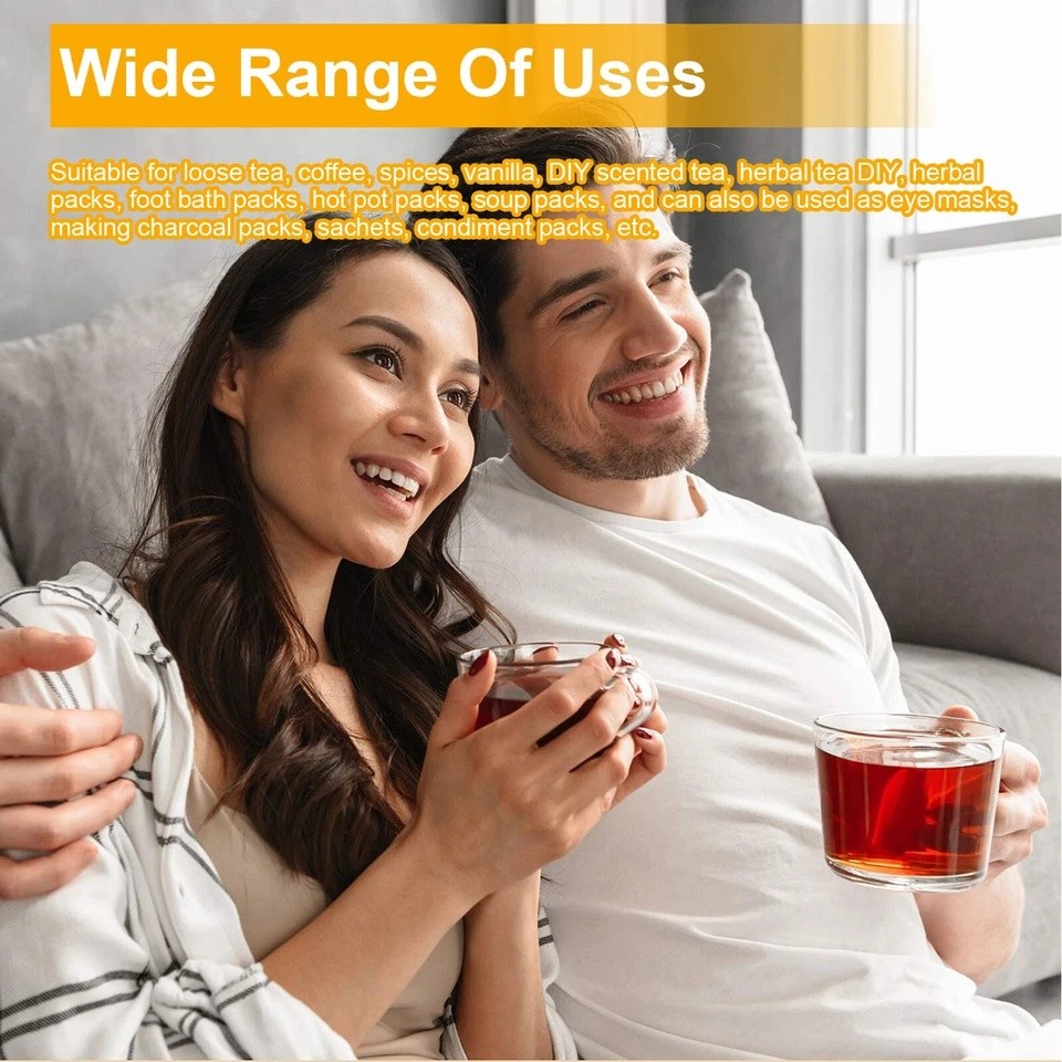 500Pcs Tea Bags Disposable Drawstring Flip Empty Teabags Herb Loose Teas Filters