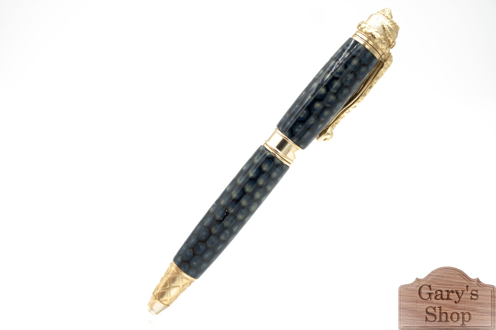 Lucky Snake Ballpoint Pen – 22kt Gold Finish, Green Honeycomb Unique Collectible