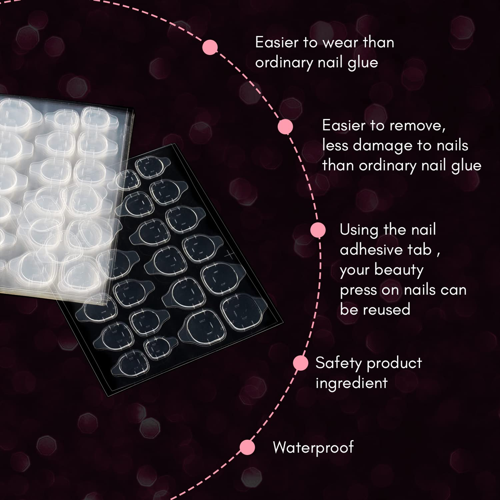 Double-Sided Nail Glue Tape Sticker Adhesive Tabs for Press on Nails 3-40 Sheet