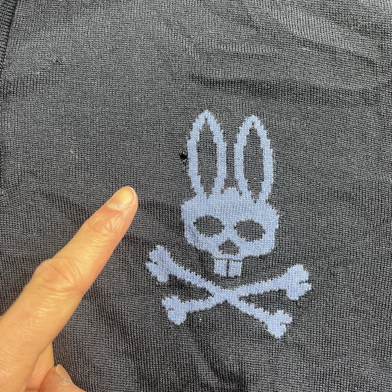 Psycho Bunny Mens XL Merino Wool Quarter Zip Mock Neck Blue Sweater Preppy