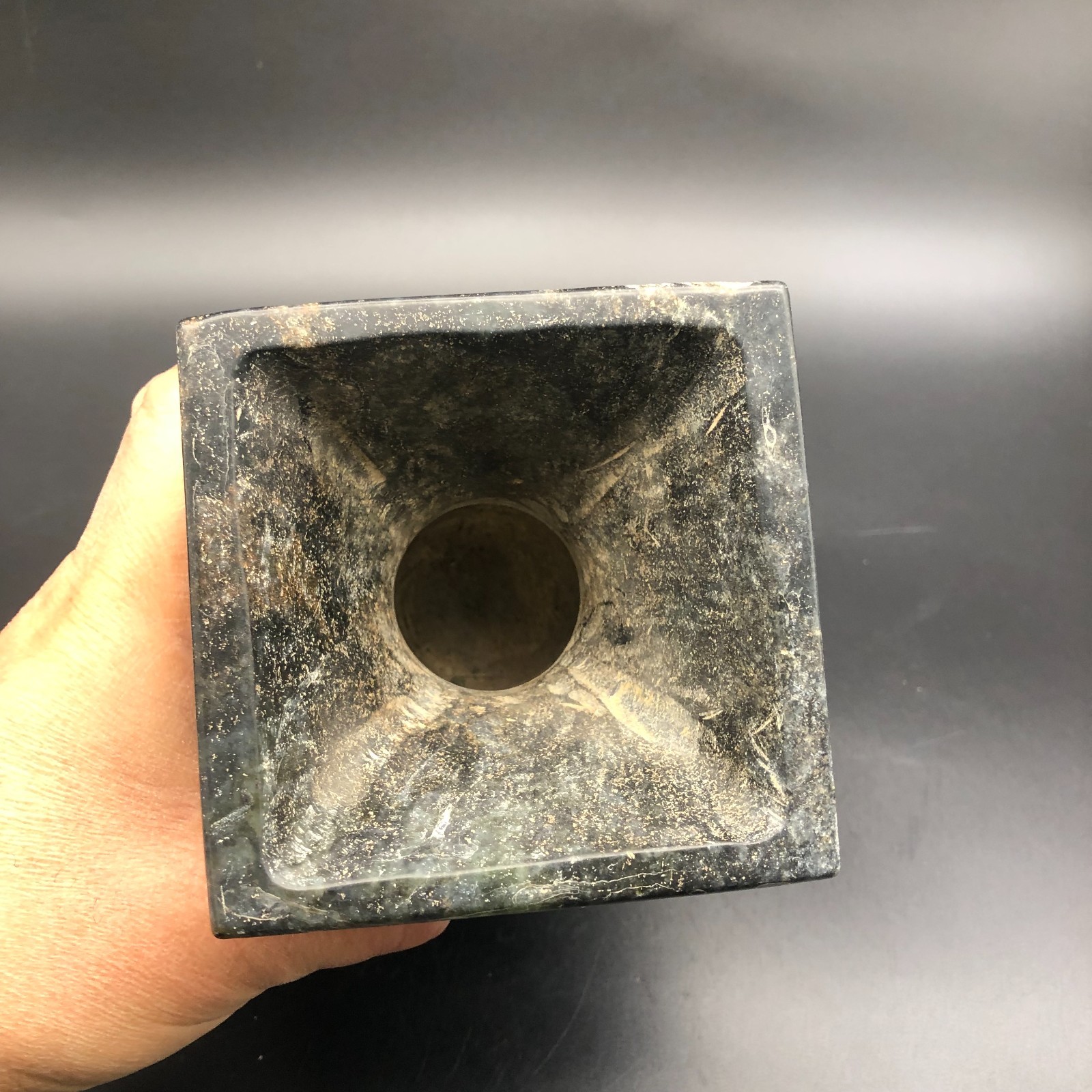 Old HongShan Culture Meteorite Jade Hand-Carved Sheep Head Vessel