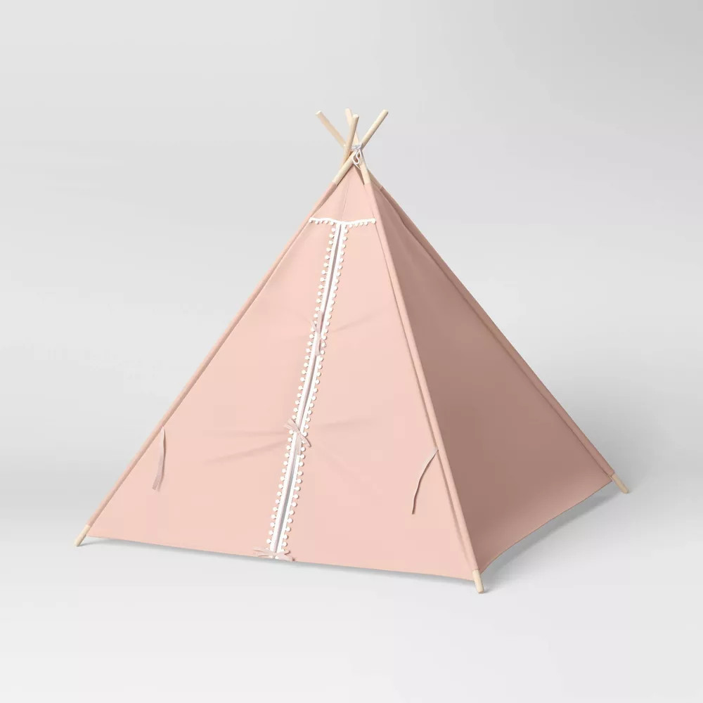 Pillowfort Pom Pom Kids' Camping Tent Teepee Play Pine Frame Ages 3+