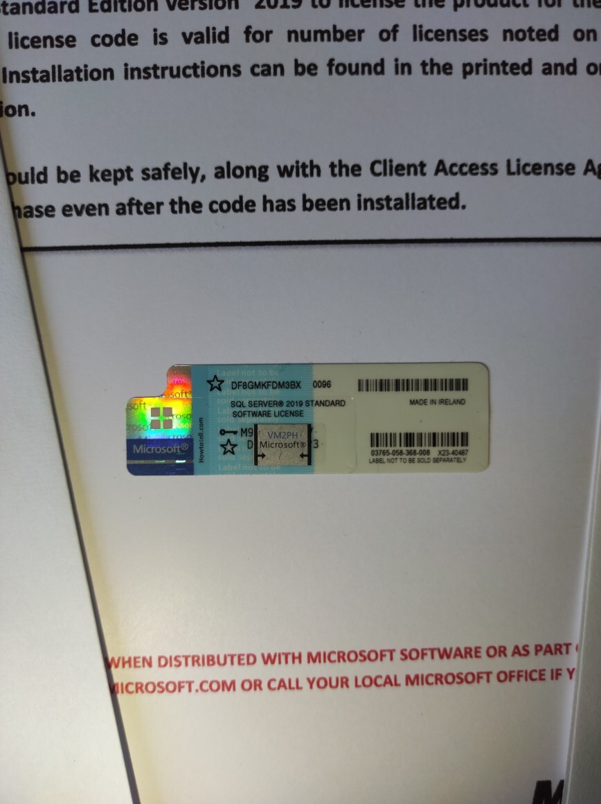 SQL Server 2019 Standard 24 Cores & Unlimited CALs License DVD & COA