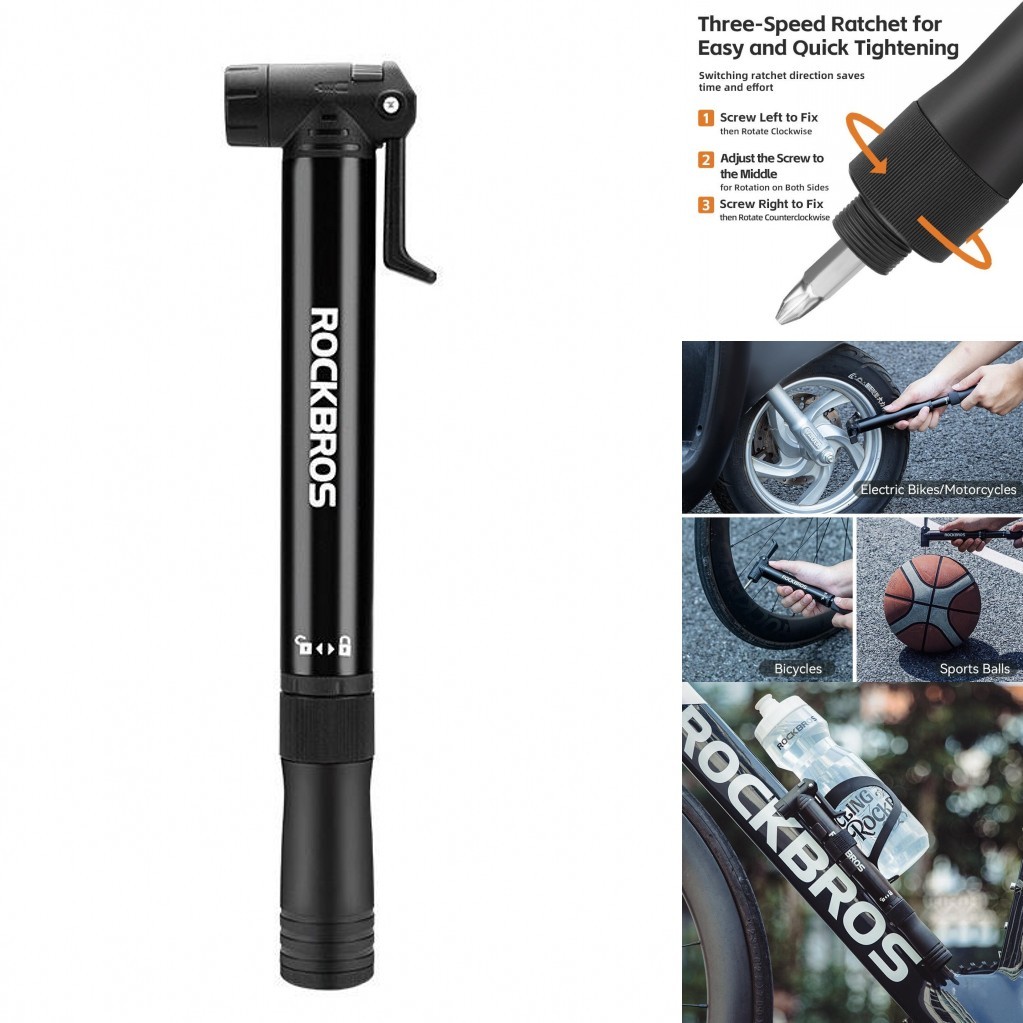 ROCKBROS Portable Mini Bike Air Pump 120PSI High Pressure Tire Pump & Multitool