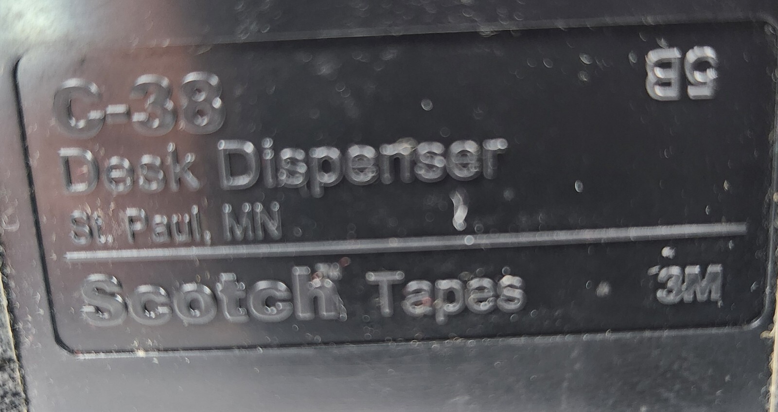 Vintage 1986 Scotch 3M C-38 Weighted Desk Tape Dispenser Black USA Made 1" core