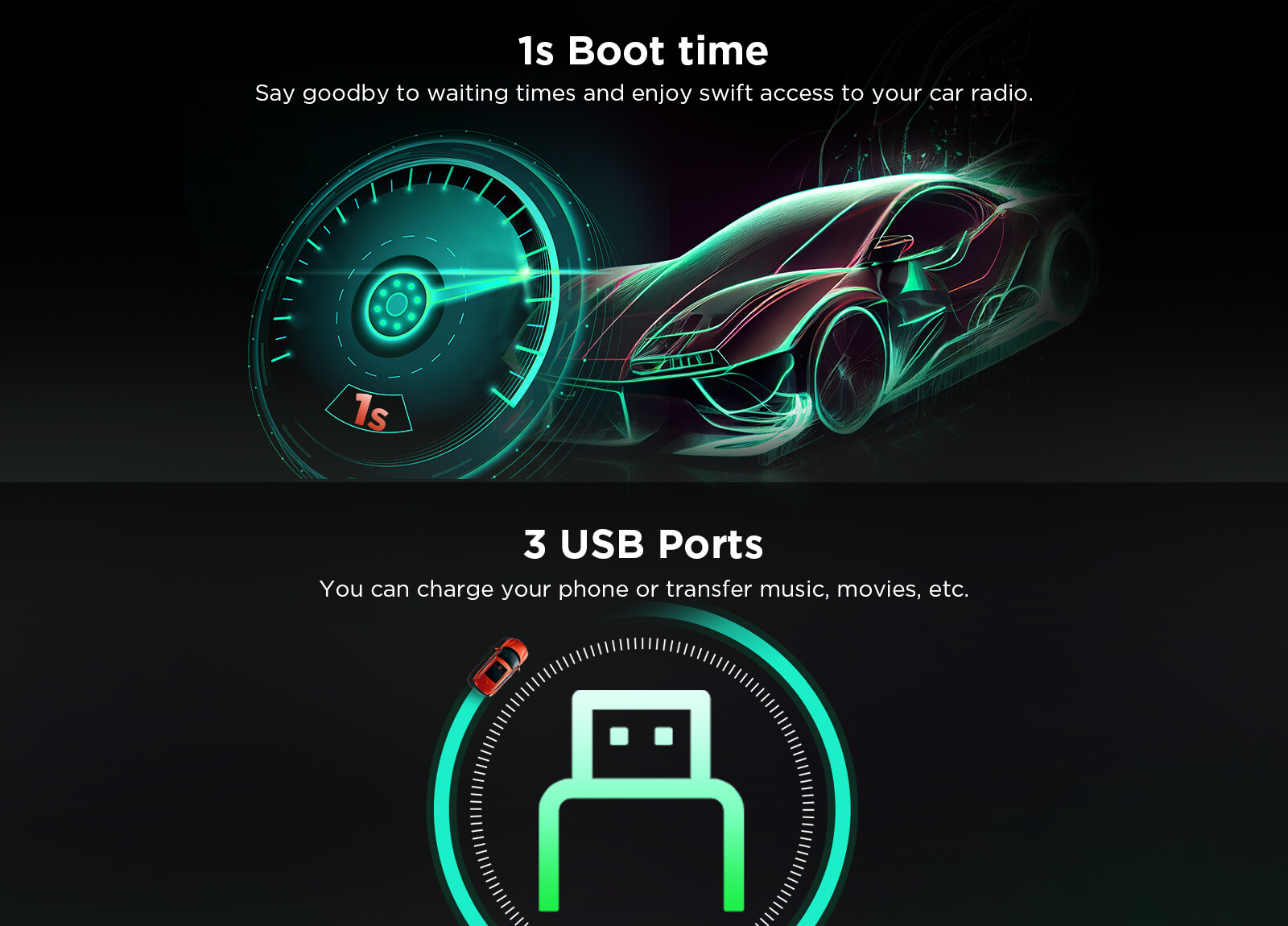 Universal 7" Car Stereo Double DIN Android 13 GPS Navi Navigation CarPlay Radio