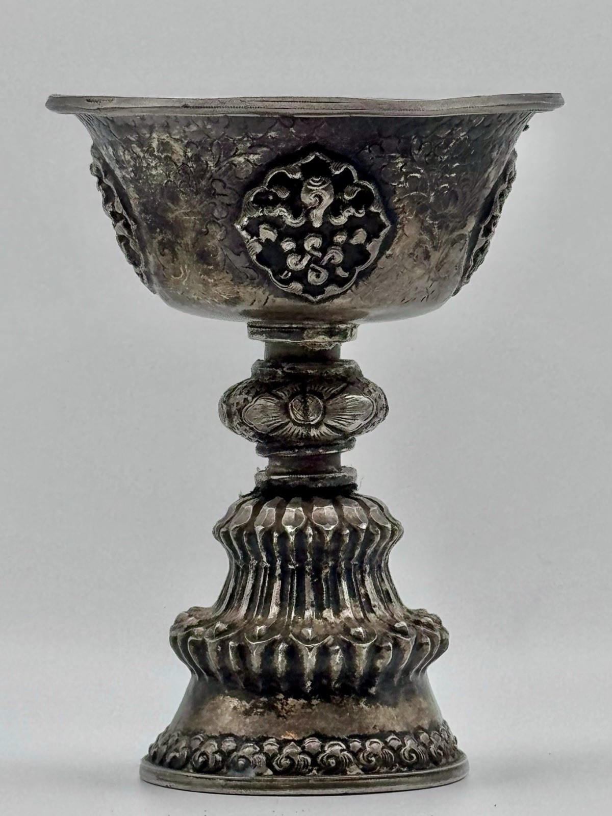 Vintage Tibetan Silver Yak Butter Lamp from Tibet