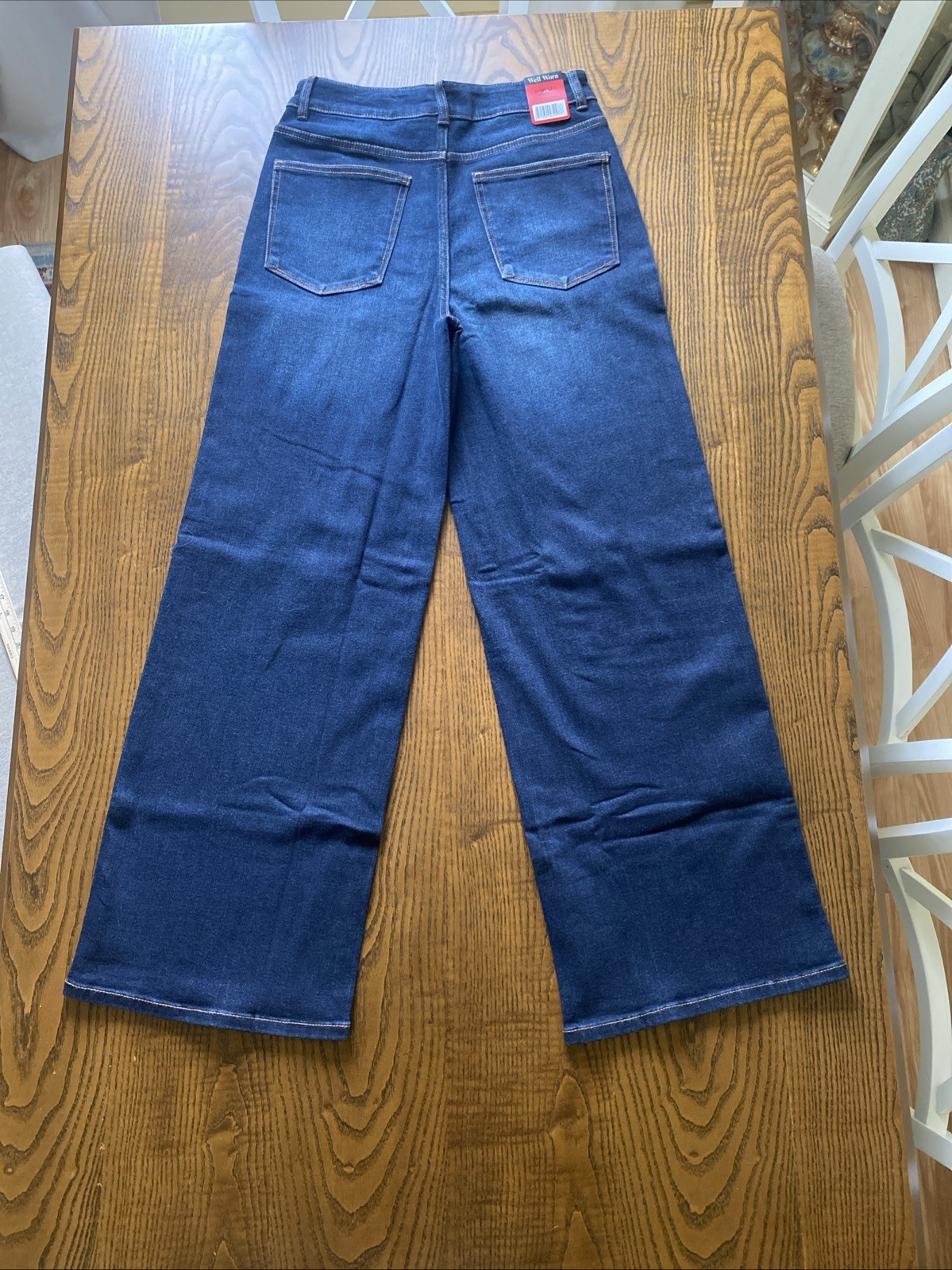 Well Worn Women's Wide Leg High Rise Jeans, Dark Blue, Size 8/29 (inseam 31.5)