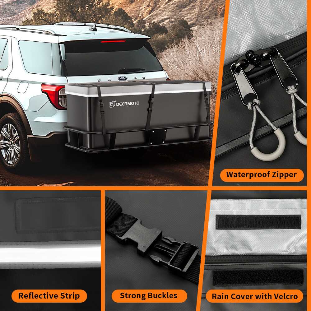 DEERMOTO Hitch Mount Luggage Cargo Carrier Bag Storage Waterproof 19 Cubic Feet
