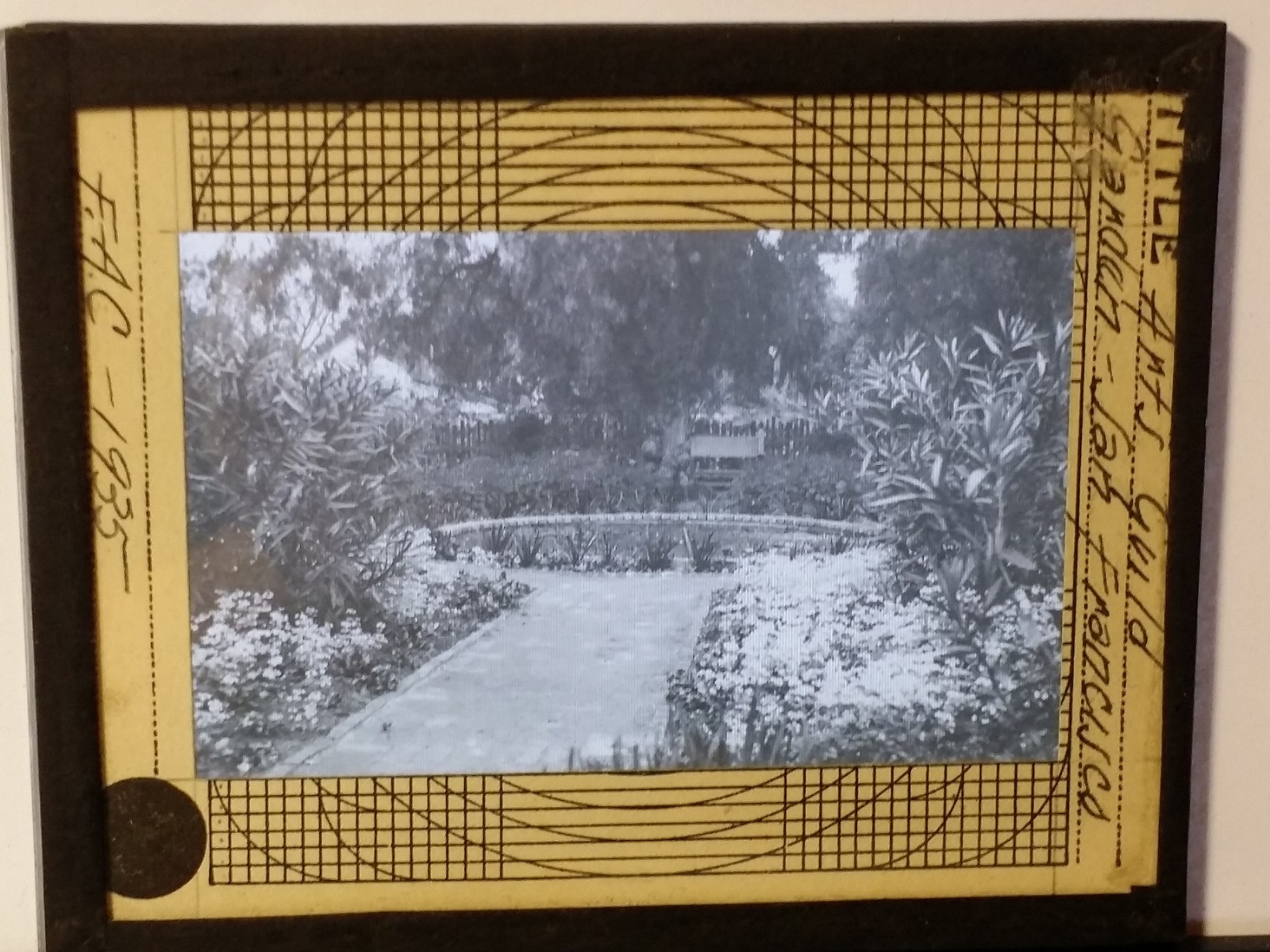 1935, Artists Guild Garden, San Francisco, CA, Magic Lantern Glass Photo Slide