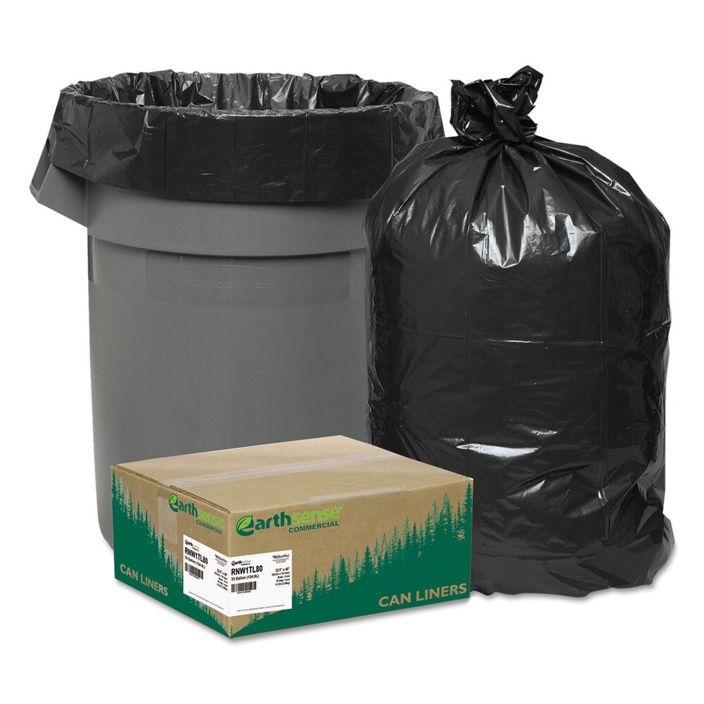 Earthsense Commercial RNW1TL80 33 gal LLD Trash & Yard Bags - BLK (80/CT) New