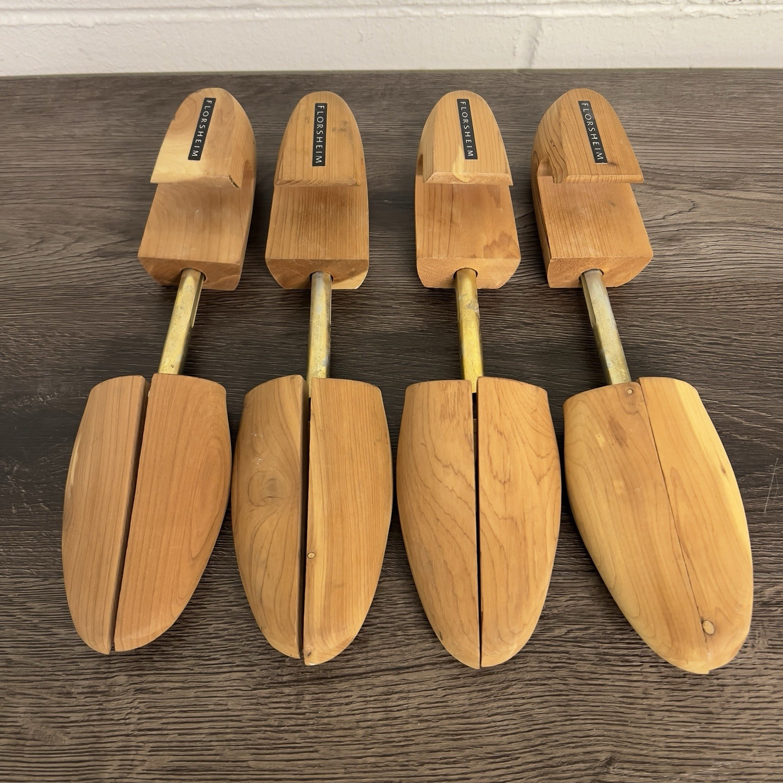Vintage Florsheim Large Travel Tree Shoe Keepers Stretchers Cedar Wood 2 Pr